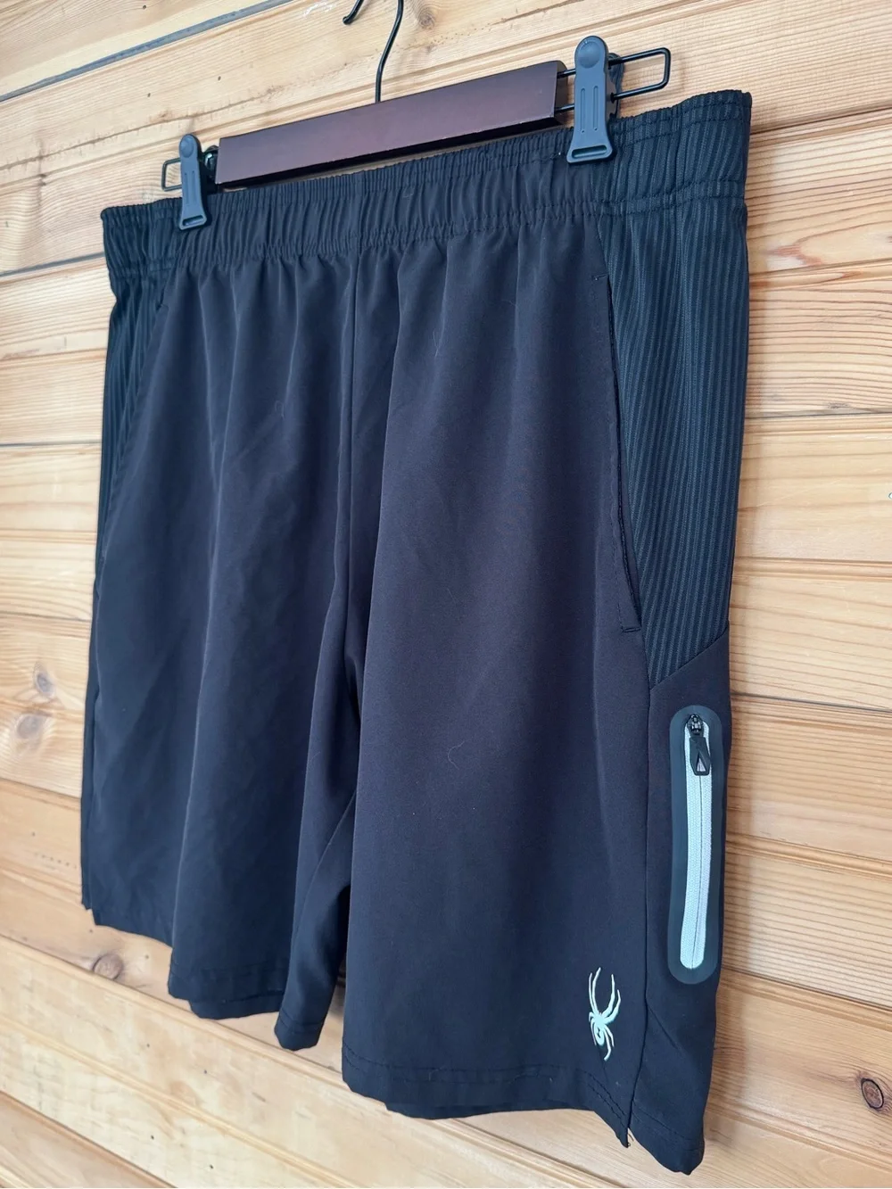 SPYDER | Active Men’s Performance Athletic Shorts | Large | Black | Zip Pocket